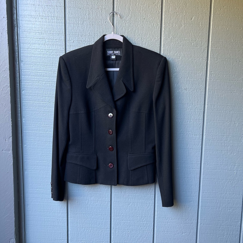 Sunny Names 100% Wool Black Blazer Jacket